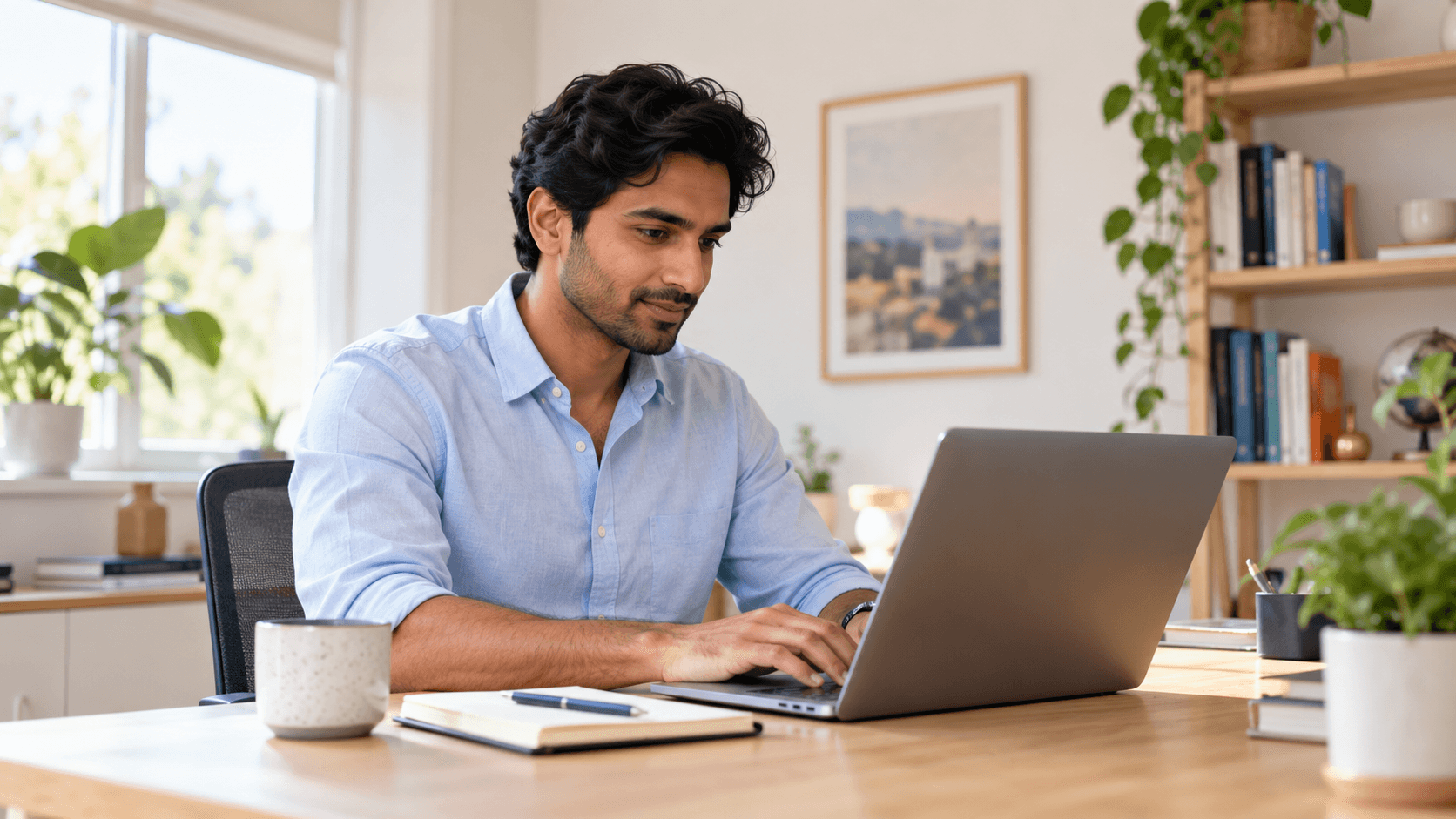 Business owner working on a laptop