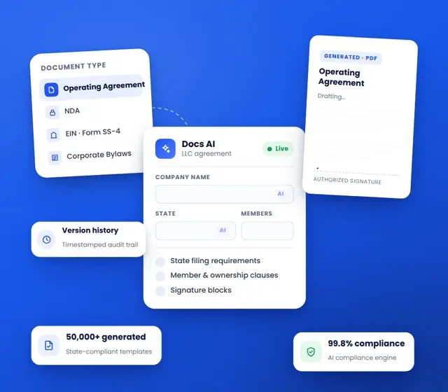 Docs AI document generation dashboard