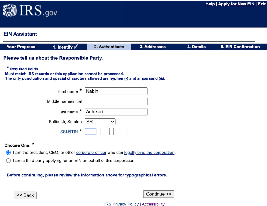 Apply an EIN Online
